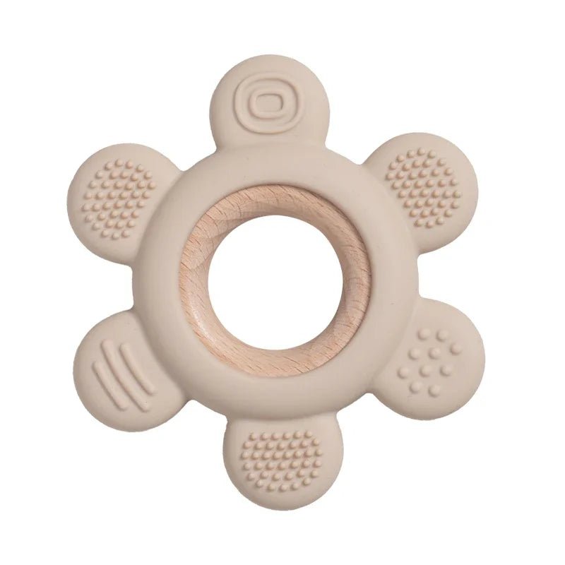 1pc Jouet De Dentition En Silicone Et Bois beige | BabyAnneau™ - bebemerveille.com