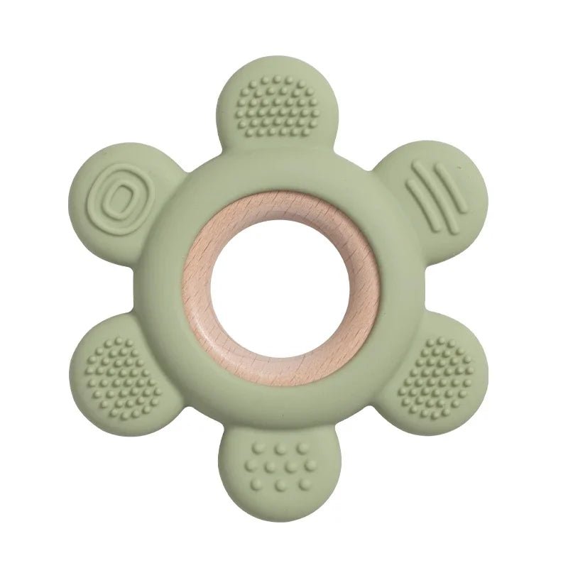 1pc Jouet De Dentition En Silicone Et Bois vert | BabyAnneau™ - bebemerveille.com