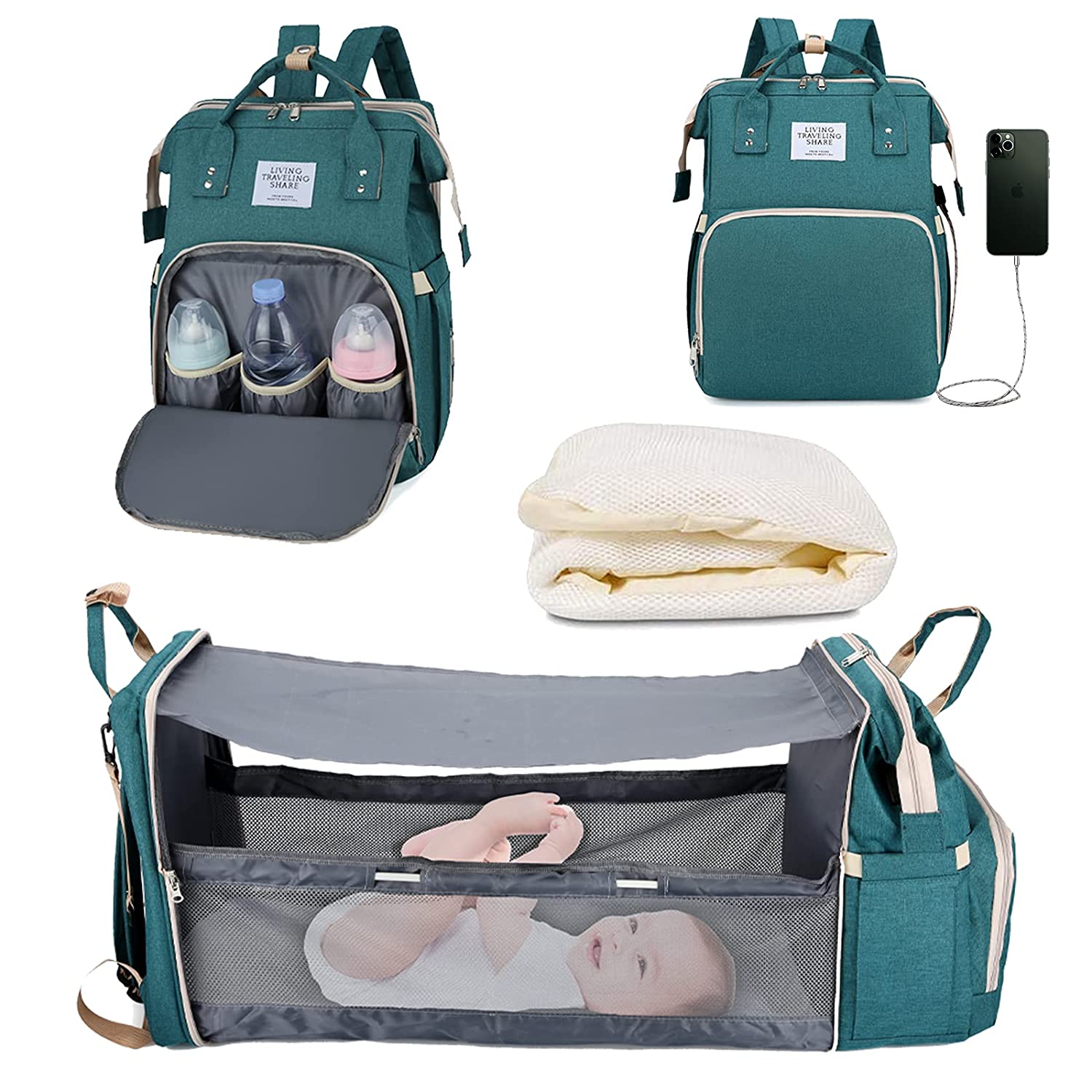 Matelas à langer portable pour bébé, sac à langer, station de tapis de  voyage solide noir compact, dispose d'un oreiller rembourré doux pour les  voyages en avion et une utilisation quotidienne. 